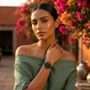 Mexican hand made bracelet  one of a kind  7 X 2.25 IN